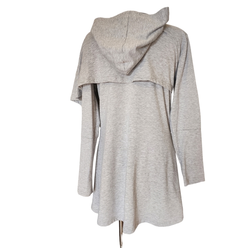Gray Long Sleeve Graphic Letter Asymmetrical Hem Women's Hoddie Size M - Picture 6 of 6